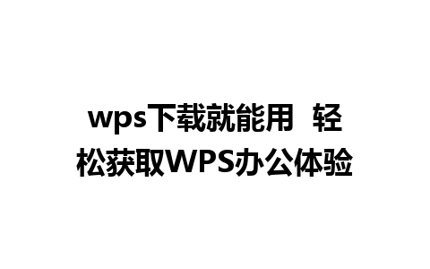 wps下载就能用  轻松获取WPS办公体验