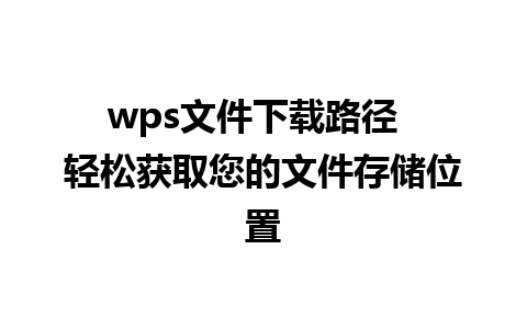 wps文件下载路径  轻松获取您的文件存储位置