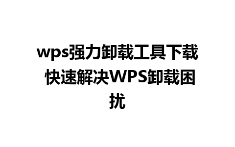 wps强力卸载工具下载 快速解决WPS卸载困扰