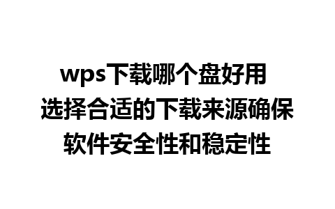 wps下载哪个盘好用 选择合适的下载来源确保软件安全性和稳定性