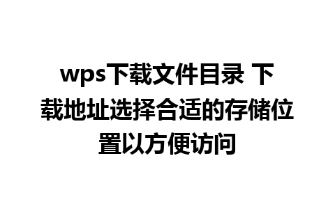 wps下载文件目录 下载地址选择合适的存储位置以方便访问