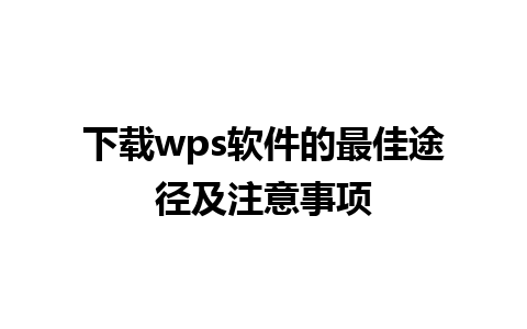 下载wps软件的最佳途径及注意事项