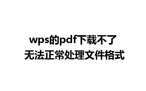 wps的pdf下载不了 无法正常处理文件格式