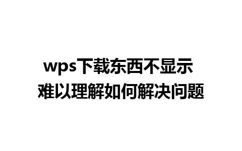 wps下载东西不显示 难以理解如何解决问题