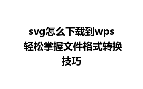 svg怎么下载到wps 轻松掌握文件格式转换技巧