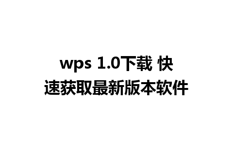 wps 1.0下载 快速获取最新版本软件