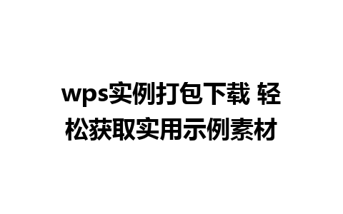 wps实例打包下载 轻松获取实用示例素材