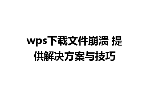 wps下载文件崩溃 提供解决方案与技巧