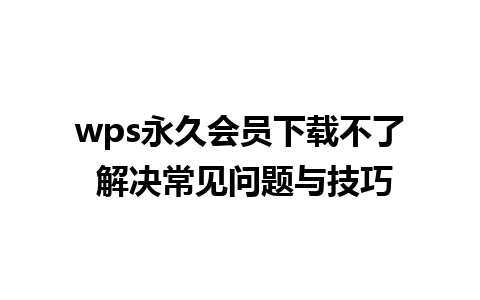 wps永久会员下载不了 解决常见问题与技巧