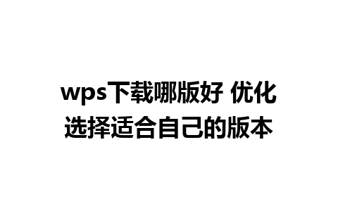 wps下载哪版好 优化选择适合自己的版本