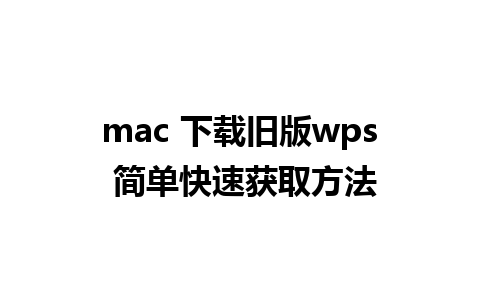 mac 下载旧版wps 简单快速获取方法