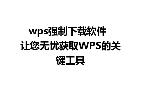 wps强制下载软件  让您无忧获取WPS的关键工具