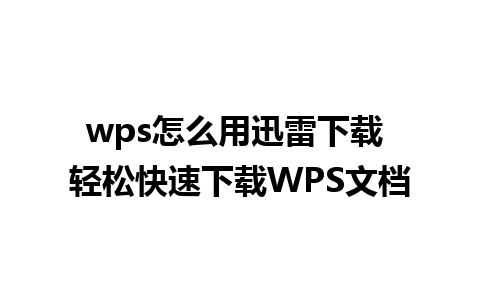 wps怎么用迅雷下载 轻松快速下载WPS文档