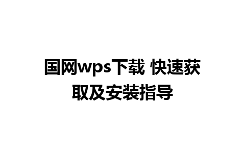 国网wps下载 快速获取及安装指导