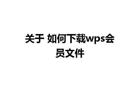 关于 如何下载wps会员文件 