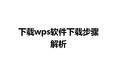 下载wps软件下载步骤解析