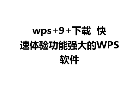 wps+9+下载  快速体验功能强大的WPS软件