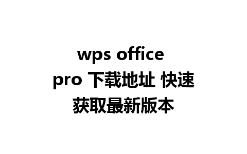 wps office pro 下载地址 快速获取最新版本