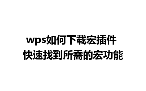 wps如何下载宏插件 快速找到所需的宏功能