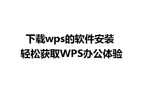 下载wps的软件安装 轻松获取WPS办公体验