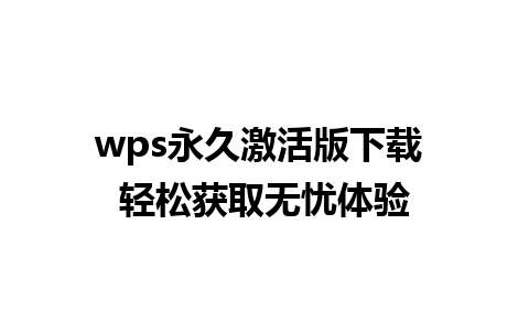 wps永久激活版下载 轻松获取无忧体验