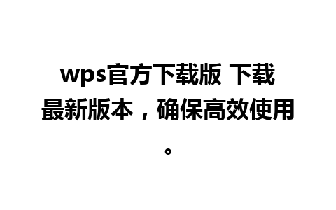 wps官方下载版 下载最新版本，确保高效使用。