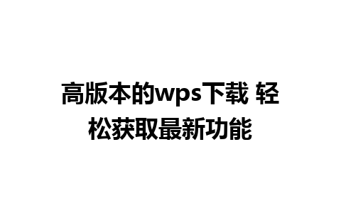 高版本的wps下载 轻松获取最新功能