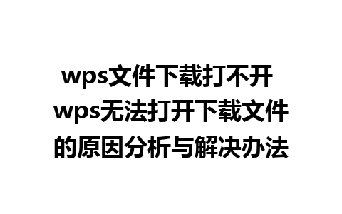 wps文件下载打不开 wps无法打开下载文件的原因分析与解决办法