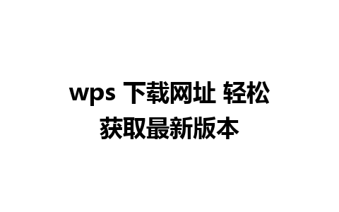 wps 下载网址 轻松获取最新版本