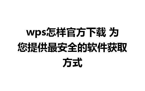 wps怎样官方下载 为您提供最安全的软件获取方式