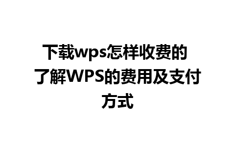 下载wps怎样收费的 了解WPS的费用及支付方式