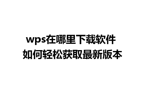 wps在哪里下载软件 如何轻松获取最新版本