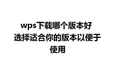 wps下载哪个版本好 选择适合你的版本以便于使用