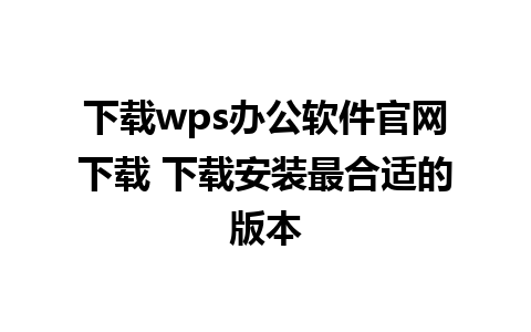 下载wps办公软件官网下载 下载安装最合适的版本