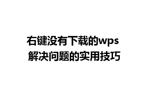 右键没有下载的wps 解决问题的实用技巧