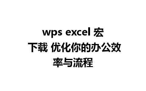 wps excel 宏 下载 优化你的办公效率与流程