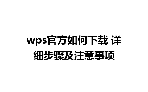 wps官方如何下载 详细步骤及注意事项