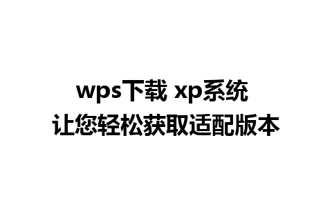 wps下载 xp系统 让您轻松获取适配版本