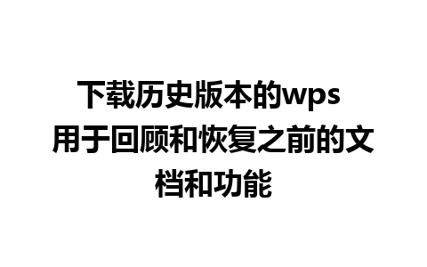 下载历史版本的wps 用于回顾和恢复之前的文档和功能