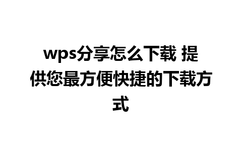 wps分享怎么下载 提供您最方便快捷的下载方式