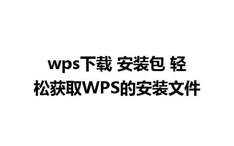 wps下载 安装包 轻松获取WPS的安装文件