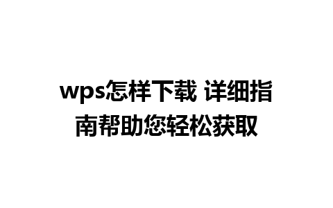 wps怎样下载 详细指南帮助您轻松获取