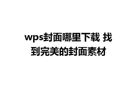 wps封面哪里下载 找到完美的封面素材