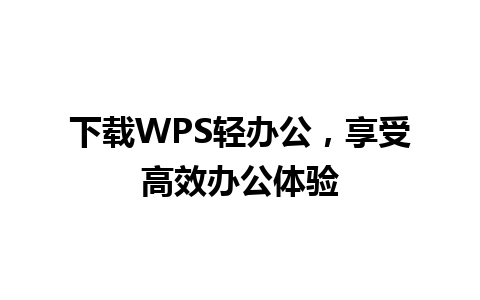 下载WPS轻办公，享受高效办公体验