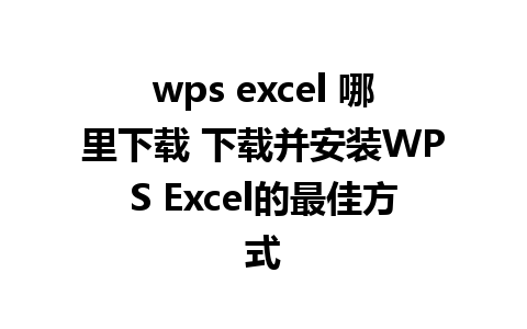 wps excel 哪里下载 下载并安装WPS Excel的最佳方式