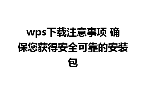 wps下载注意事项 确保您获得安全可靠的安装包