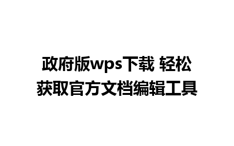 政府版wps下载 轻松获取官方文档编辑工具