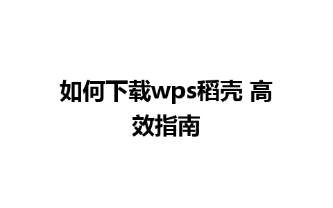 如何下载wps稻壳 高效指南