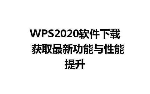 WPS2020软件下载  获取最新功能与性能提升