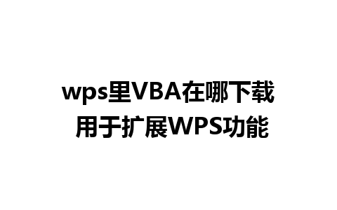 wps里VBA在哪下载 用于扩展WPS功能